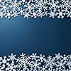 Border of white Christmas snowflakes. Preparation for Christmas card