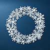 Blue background with round space for text and snowflakes. Can be used as greeting card for Christmas and new year