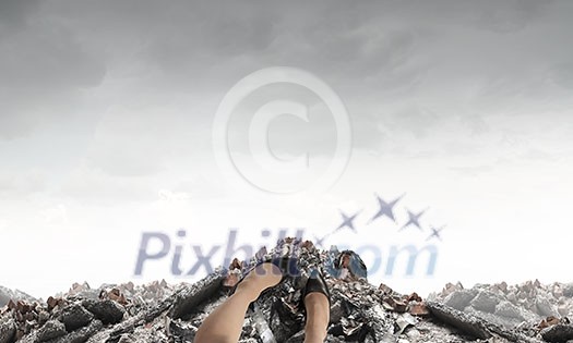 Close up of woman legs standing on the edge of rock Close up of woman legs standing on the edge of rock