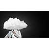 Businesswoman standing with cloud instead of head