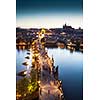 View of Vltava river with Charles bridge in Prague, Czech republic
