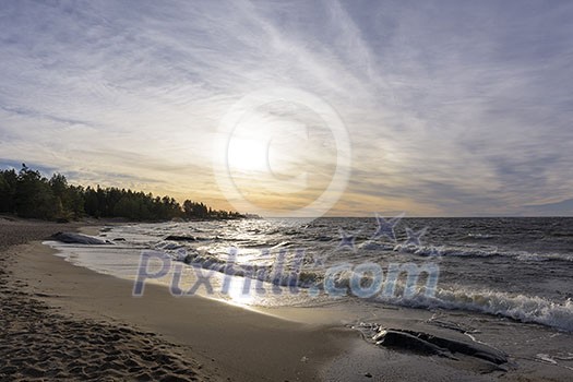 Autumn evening by the sea