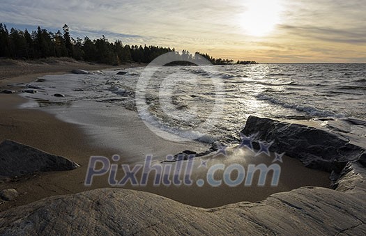 Autumn evening by the sea