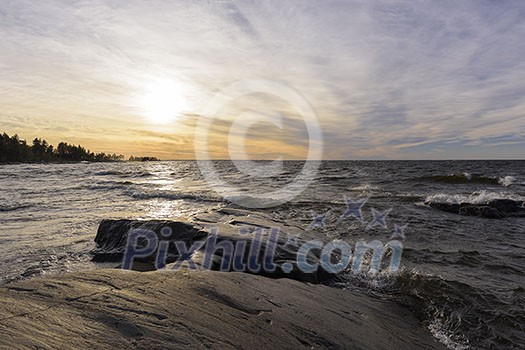 Autumn evening by the sea