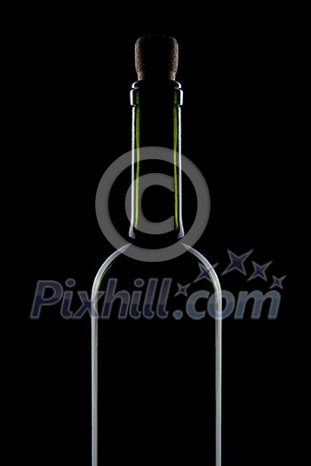 elegant bottle of red wine on a black background, isolated