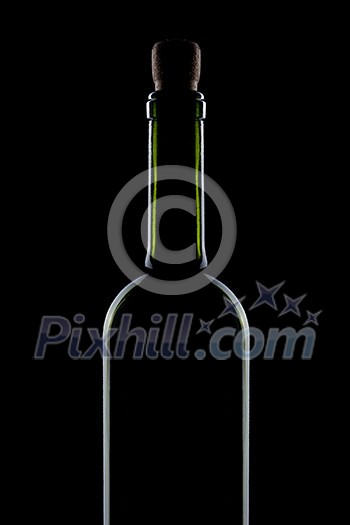 elegant bottle of red wine on a black background, isolated elegant bottle of red wine on a black background, isolated