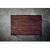 brown wooden table on a concrete background top view flat lay