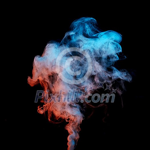colored smoke stream isolated on a black background, colored smoke stream isolated on a black background,