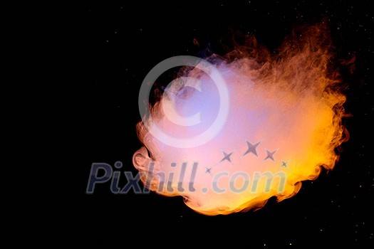 orange smoke clouds on dark background orange smoke clouds on dark background