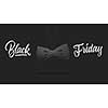 label in shape bow tie on high hill made of cardboard on a gray background.a Calligraphic text black Friday and sales luxury premium style concept