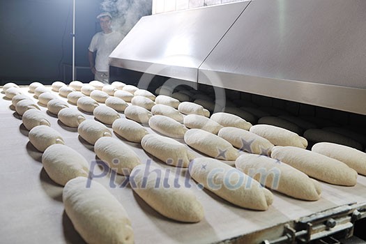 bread bakery food factory production with fresh products