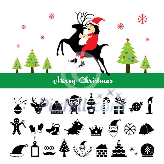 Vector Merry Christmas icons set  