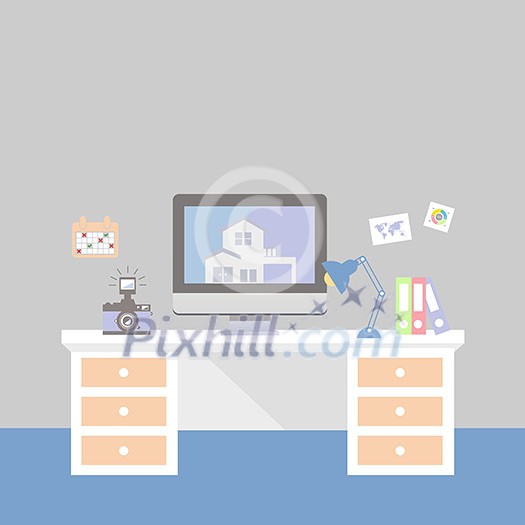 vector creative office room interior workspace vector creative office room interior workspace