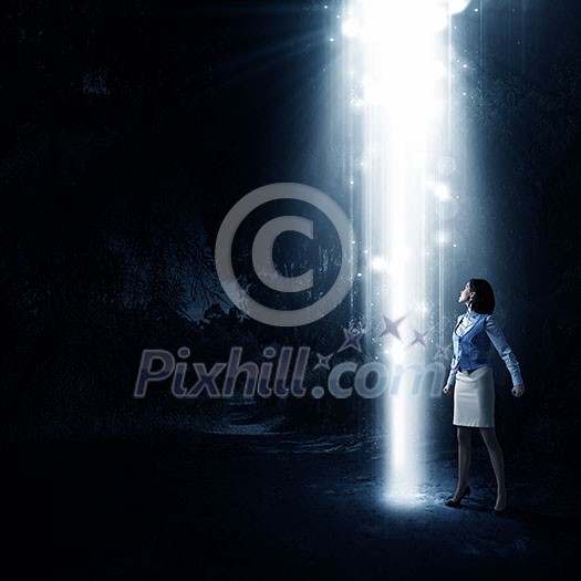 Young businesswoman making fists and screaming up in despair Young businesswoman making fists and screaming up in despair