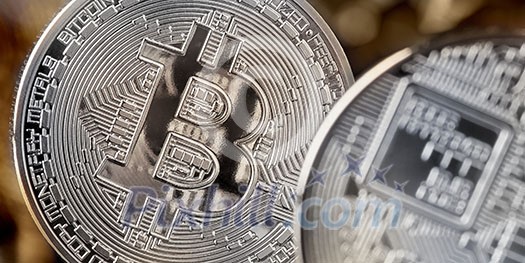 Bitcoin coin from both sides, cryptocurrency and blockchain concept, can be used for video or site cover Bitcoin coin from both sides, cryptocurrency and blockchain concept, can be used for video or site cover