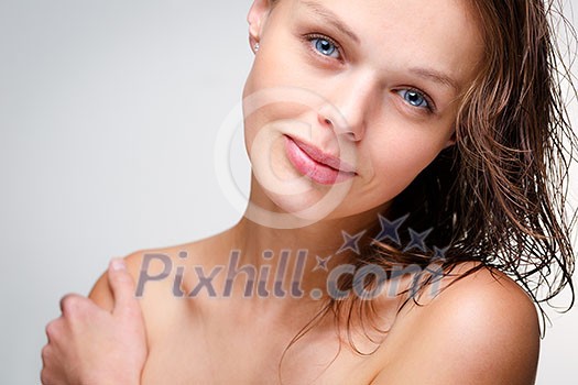 Beauty portrait of a beautiful female model (color toned image)