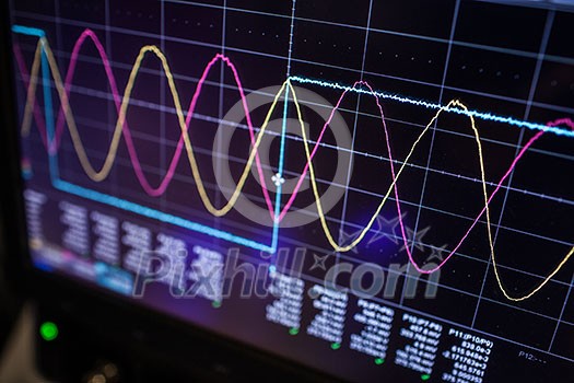 Digital oscilloscope is used by an experienced electronic engineer in the laboratory Digital oscilloscope is used by an experienced electronic engineer in the laboratory