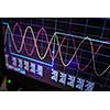 Digital oscilloscope is used by an experienced electronic engineer in the laboratory