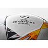 Kiev, Ukraine - February 22, 2018 : Official Ball Adidas with Ukrainian symbols for the final of the Champions League, whose design is made in the classical style, there is the inscription final of the Champions League 2017-2018 will be held in Kiev on May 26.