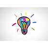 Conceptual image with light bulb drawn in colors