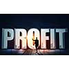 Back view of businesswoman standing in light of profit concept