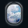 View of beautiful cloud and turbine of airplane from window. Travel concept