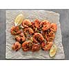 Large grilled BBQ shrimp with sweet chili sauce, green onion and lemon