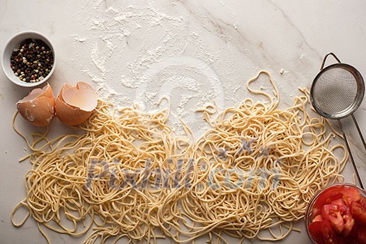 Dried egg noodles. Raw Fresh Spaghetti. Dried egg noodles. Raw Fresh Spaghetti.