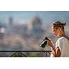 Splendid Florence, Italy, with out of focus female photographer in the foreground