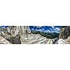 High stone mountain and marble quarries in the Apennines in Tuscany,  Carrara Italy. Open marble mining.