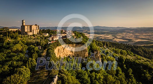 Spectacular aerial view of the old town of Volterra in Tuscany, Italy Spectacular aerial view of the old town of Volterra in Tuscany, Italy