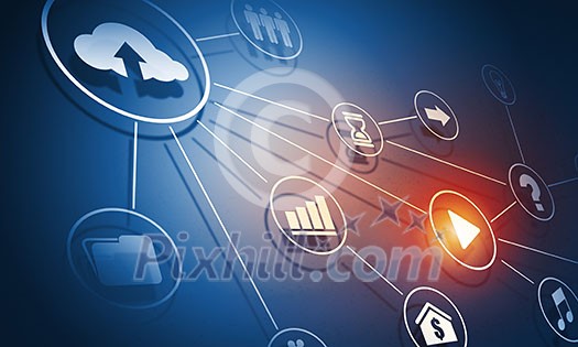 Digital background image with networking connection and cloud computing concept