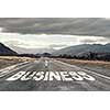 Conceptual image with word business on asphalt road