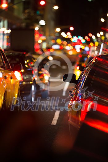 Night road traffic in a big city (shallow DOF) Night road traffic in a big city (shallow DOF)