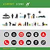 vector airport terminal icon set 