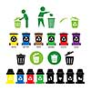 recycling bin icons set  on white  background 