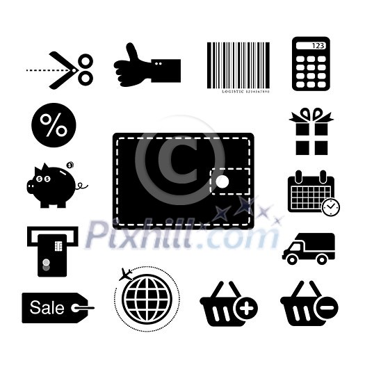 vecto shopping online icon set 