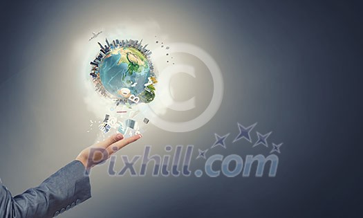 Hands holding Earth planet concept. Elements of this image are furnished by NASA Hands holding Earth planet concept. Elements of this image are furnished by NASA