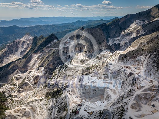 Colonnata village and Carrara mountains. Massa-Carrara Tuscany Italy