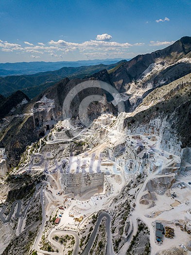 Colonnata village and Carrara mountains. Massa-Carrara Tuscany Italy