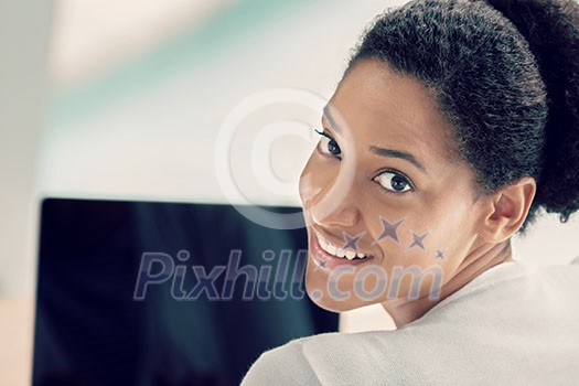Businesswoman working with laptop in offfice Businesswoman working with laptop in offfice
