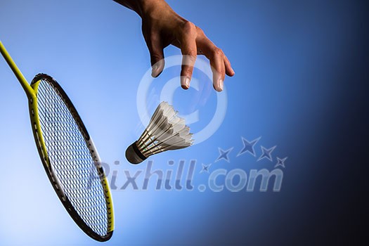 badminton racket and shuttlecock closeup badminton racket and shuttlecock closeup