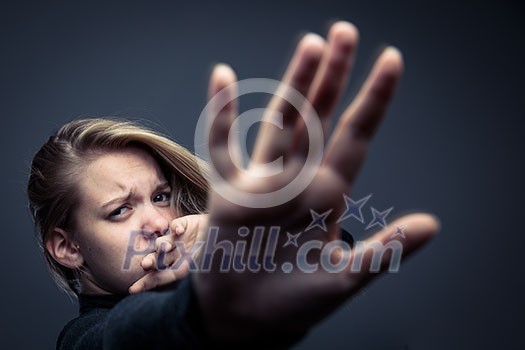 Young woman being a domestic violence victim