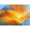 abstract geometric background of light with straight colourful beams of rays moving in different directions in yellow, orange and blue colour