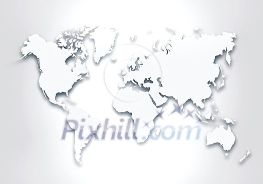 Simple world digital map with outlined continents in light grey colour Simple world digital map with outlined continents in light grey colour