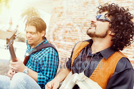 Band of musicians playing in the street