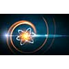 Atom in space as concept of science technology energy