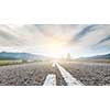 Natural summer landscape with asphalt road to horizon