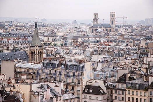 Paris, France - aerial city view with old architecture. UNESCO World Heritage Site.