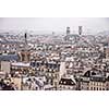 Paris, France - aerial city view with old architecture. UNESCO World Heritage Site.